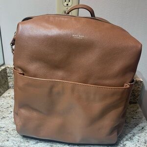 Leather Backpack Tote - Brown